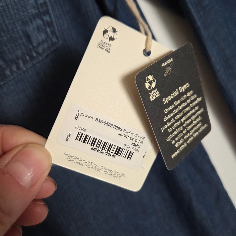 a.n.a Denim Shirt Women Small Dark Wash Western‎ Pearl Snap Organic Cotton NWT - Picture 6 of 8